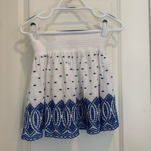 JCREW smocked embroidered skirt